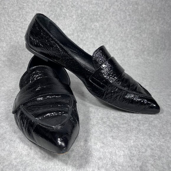 AGL Loafers Womens 11 US Black Patent‎ Leather Pointed Toe Shoe Flats Business - Picture 13 of 16